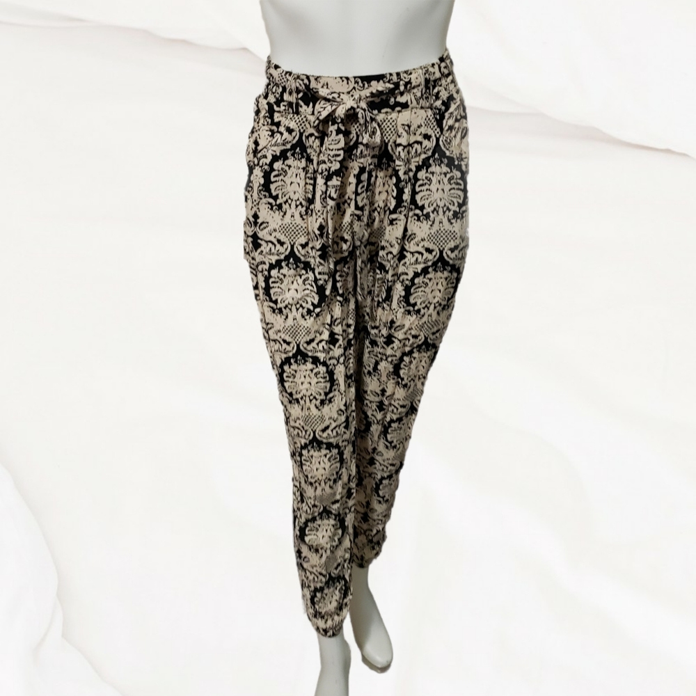 Angie medium baroque floral high rise lightweight Rayon jogger pants